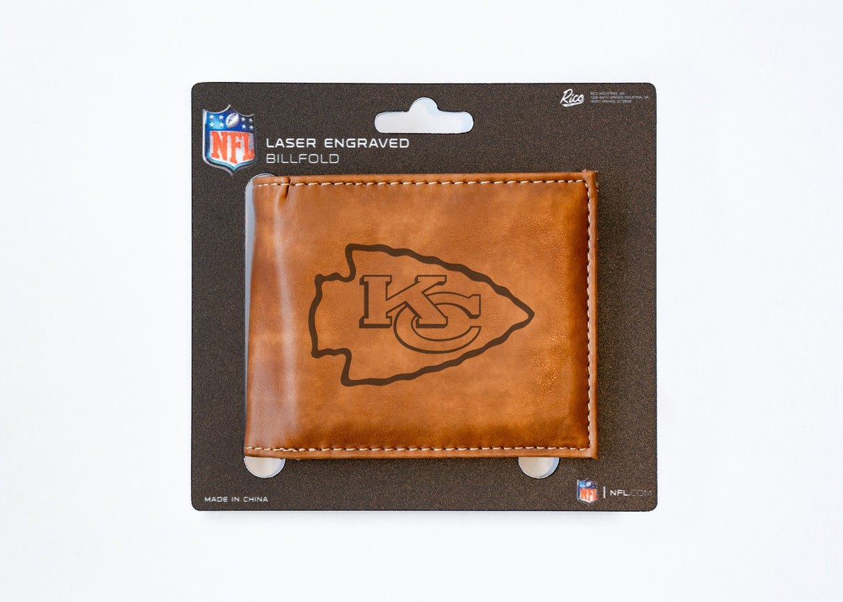 Rico Industries NFL  Kansas City Chiefs  Laser Engraved Billfold Wallet-3