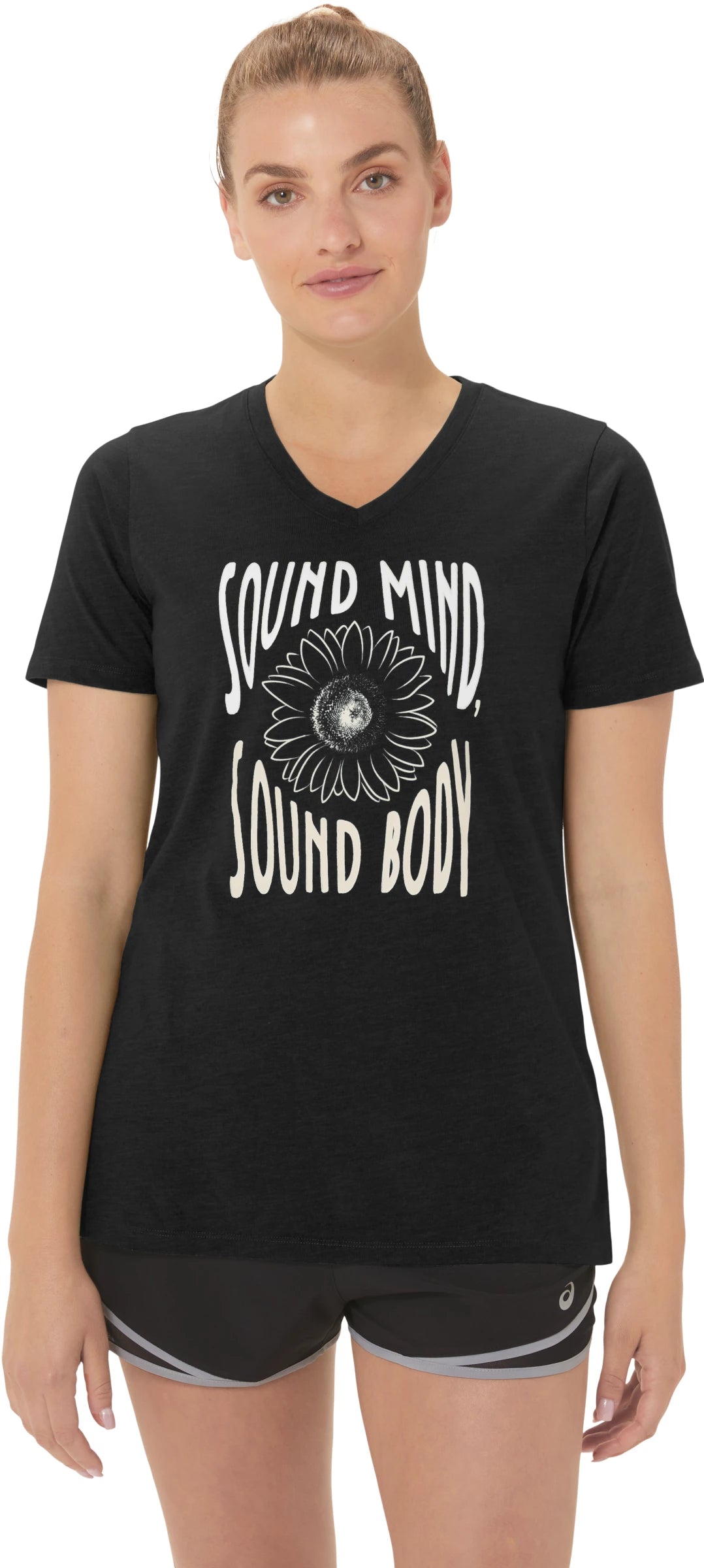 Asics Women's Sunflower Slogan V-Neck-1