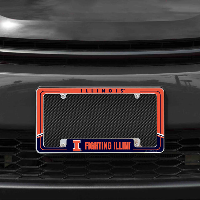Rico Industries NCAA Illinois Fighting Illini Two-Tone 12" x 6" Chrome License Plate Frame-1