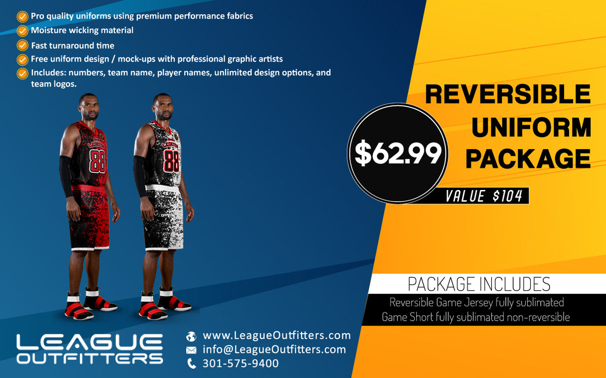 "Alley-oop" Reversible Basketball Premium Uniform Package