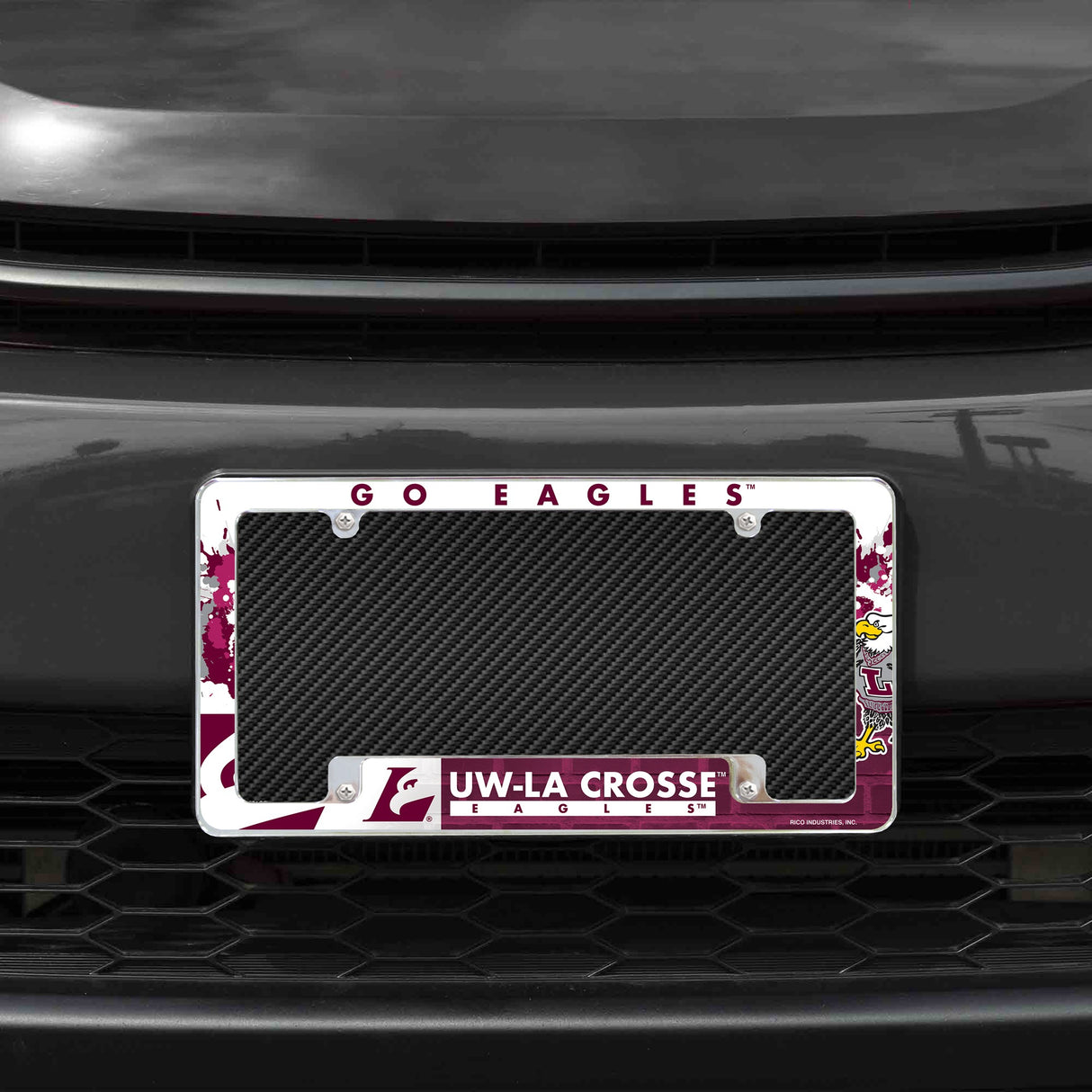 Rico Industries NCAA Wisconsin-La Crosse Eagles Primary 12" x 6" Chrome License Plate Frame-1