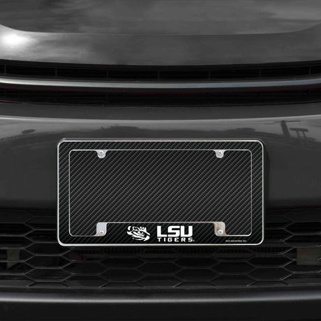 Rico Industries NCAA LSU Tigers Black 12" x 6" Chrome License Plate Frame-1