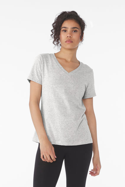 BELLA + CANVAS Women's Relaxed Heather CVC V-Neck Tee BC6405CVC Womens Apparel Shirts & Tops