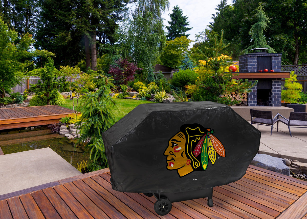 Rico Industries NHL  Chicago Blackhawks Black Deluxe Grill Cover-1