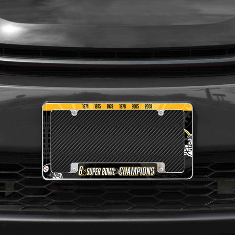 Rico Industries NFL  Pittsburgh Steelers Multi Champ 12" x 6" Chrome License Plate Frame-1