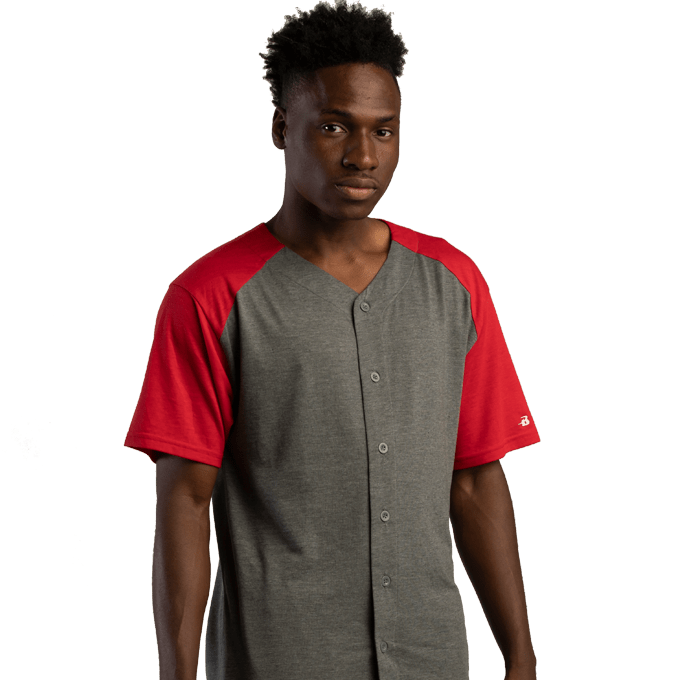Badger Men's Tri-Blend Full Button Tee