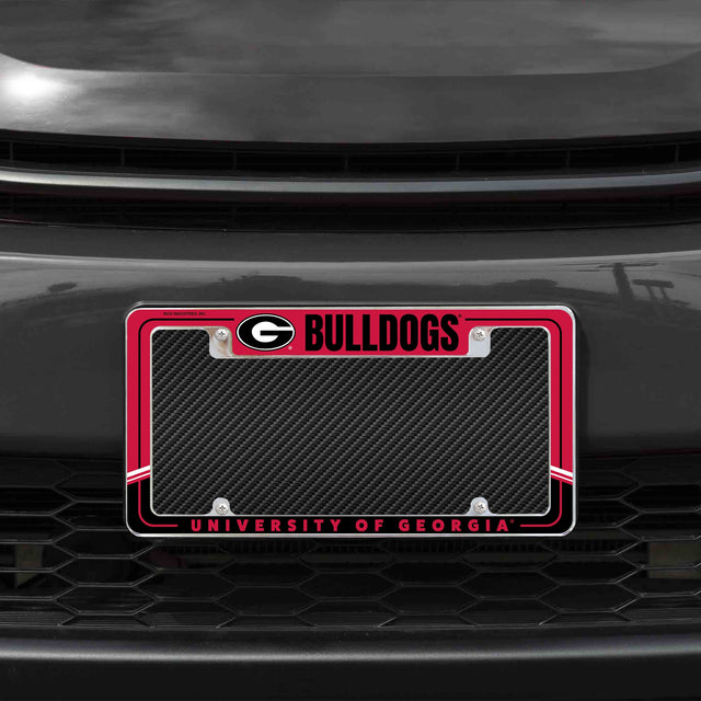 Rico Industries NCAA Georgia Bulldogs Two-Tone 12" x 6" Chrome License Plate Frame-1