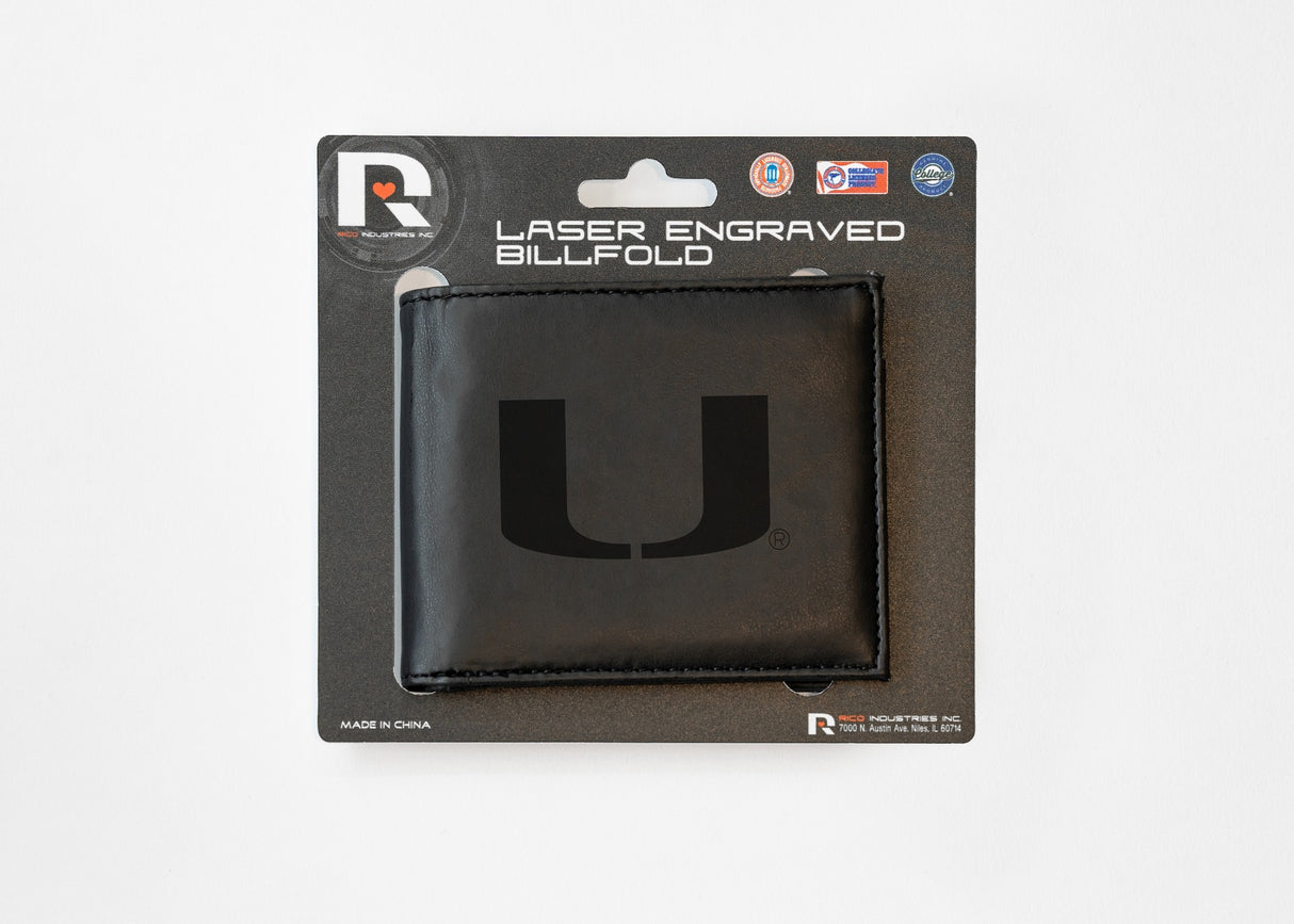 Rico Industries NCAA Miami Hurricanes - The U  Laser Engraved Billfold Wallet-3