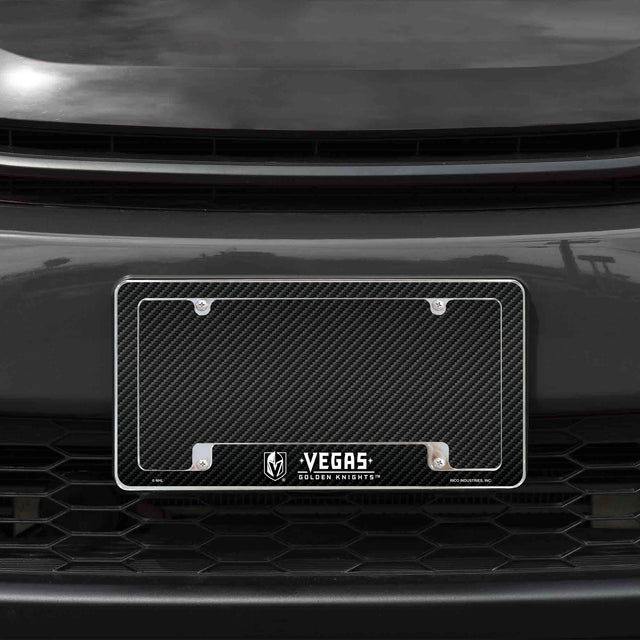 Rico Industries NHL  Vegas Golden Knights Black 12" x 6" Chrome License Plate Frame-1