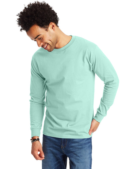 Hanes Men's Beefy-T 100% Cotton Long Sleeve T-Shirt 5186 Mens Apparel Shirts & Tops