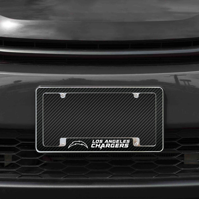 Rico Industries NFL  Los Angeles Chargers Black 12" x 6" Chrome License Plate Frame-1