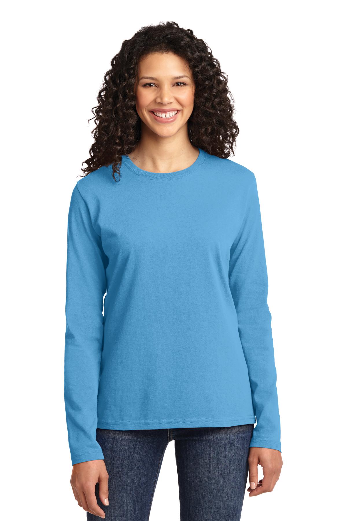 Port & Company Womens Long Sleeve Core Cotton Tee. LPC54LS Womens Apparel Shirts & Tops