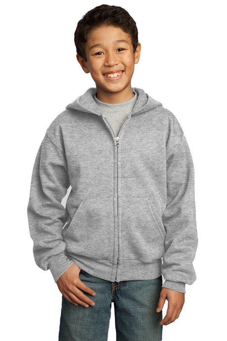 Port & Company - Youth Core Fleece Full-Zip Hooded Sweatshirt Youth Apparel Hoodies & Sweatshirts