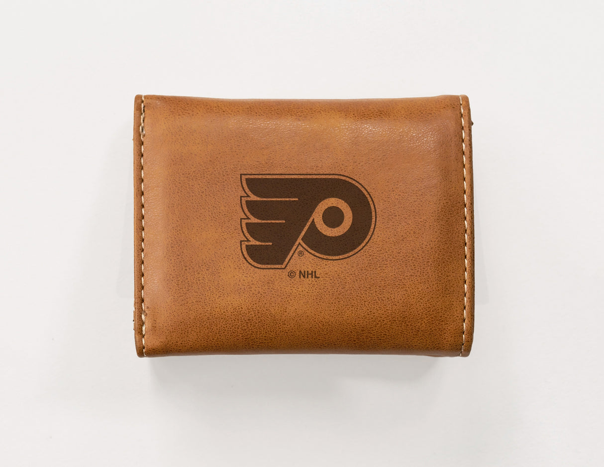 Rico Industries NHL  Philadelphia Flyers  Laser Engraved Faux Leather Trifold Wallet-1