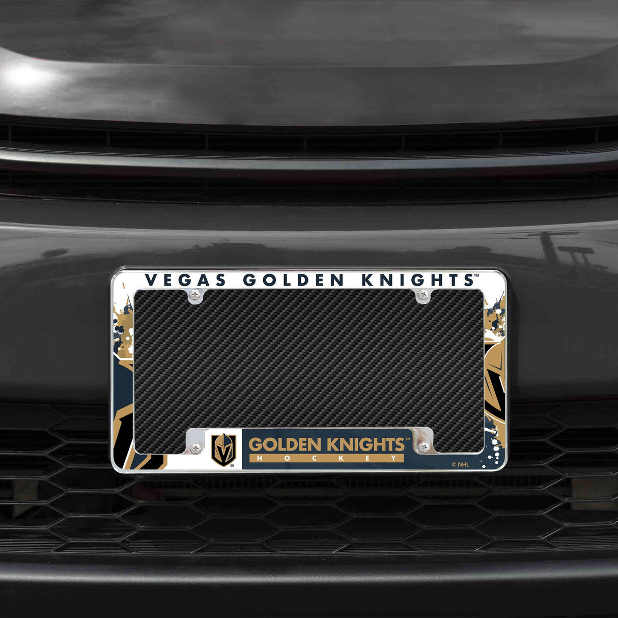 Rico Industries NHL  Vegas Golden Knights Primary 12" x 6" Chrome License Plate Frame-1