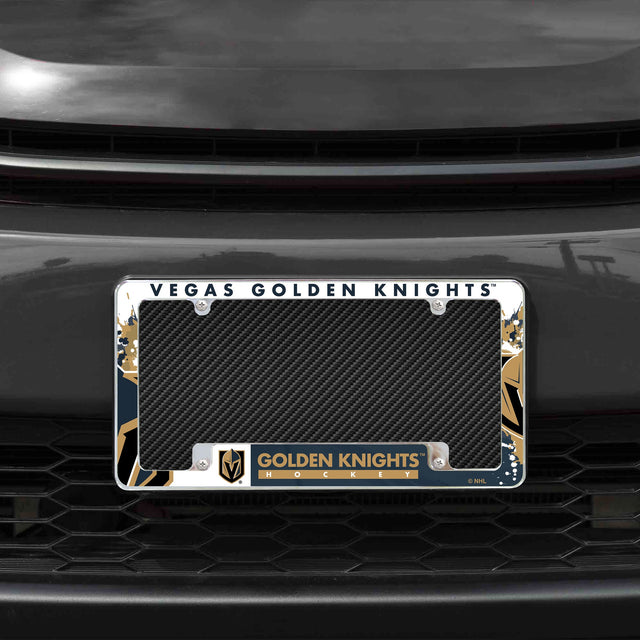 Rico Industries NHL  Vegas Golden Knights Primary 12" x 6" Chrome License Plate Frame-1