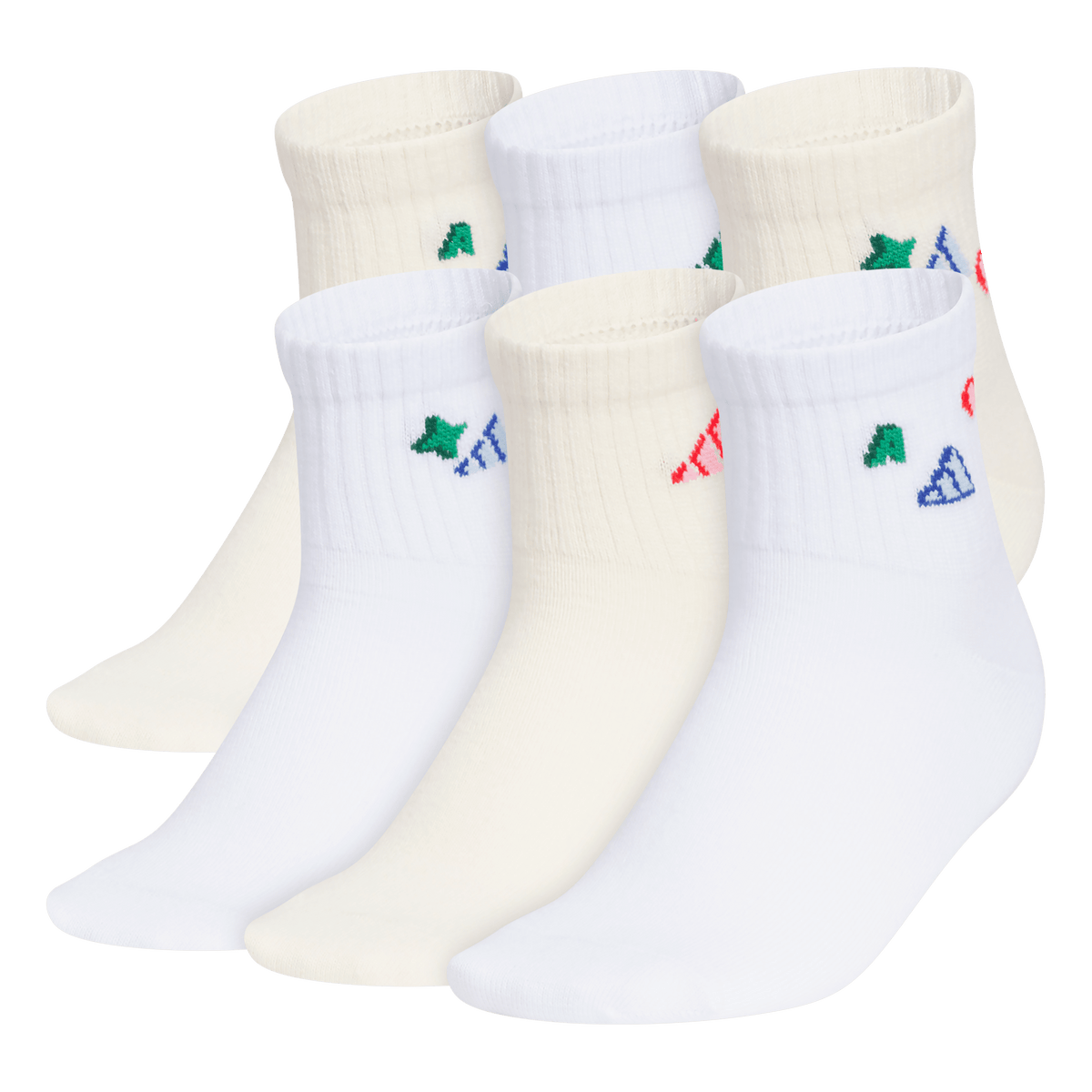 adidas Girl's Charm Fashion 6-Pack Quarter Sock Unisex Accessories Socks