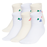 adidas Girl's Charm Fashion 6-Pack Quarter Sock Unisex Accessories Socks