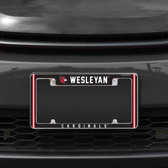 Rico Industries NCAA Wesleyan University Cardinals 12" x 6" Chrome License Plate Frame-1