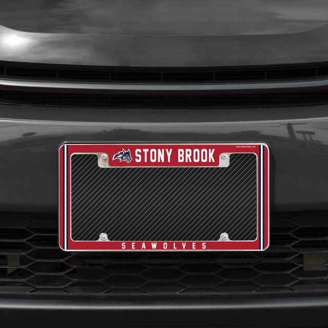 Rico Industries NCAA Stony Brook Seawolves 12" x 6" Chrome License Plate Frame-1