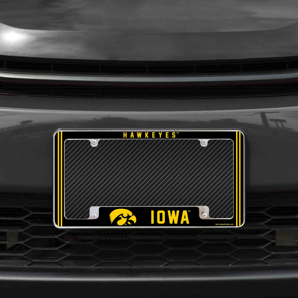 Rico Industries NCAA Iowa Hawkeyes Classic 12" x 6" Chrome License Plate Frame-1
