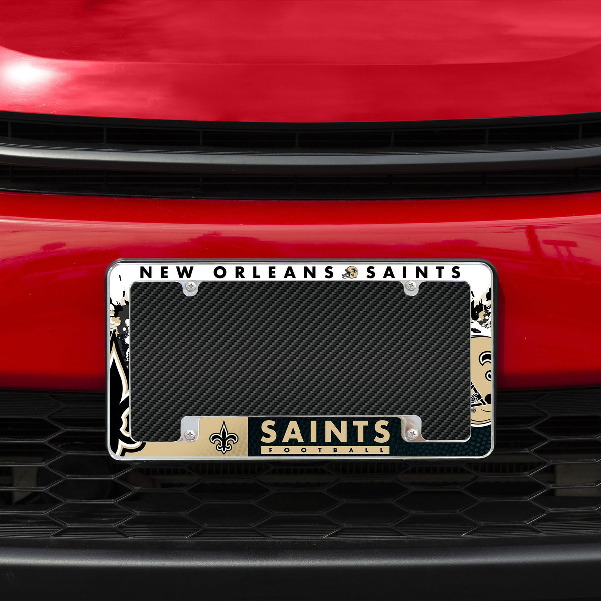 Rico Industries NFL  New Orleans Saints Primary 12" x 6" Chrome License Plate Frame-1