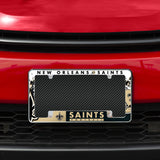 Rico Industries NFL  New Orleans Saints Primary 12" x 6" Chrome License Plate Frame-1