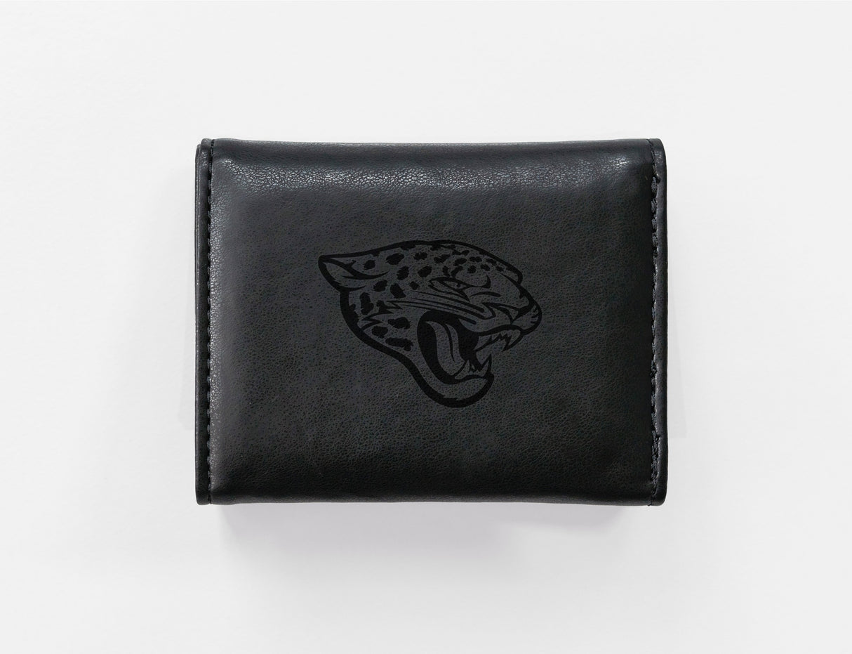 Rico Industries NFL  Jacksonville Jaguars  Laser Engraved Faux Leather Trifold Wallet-1