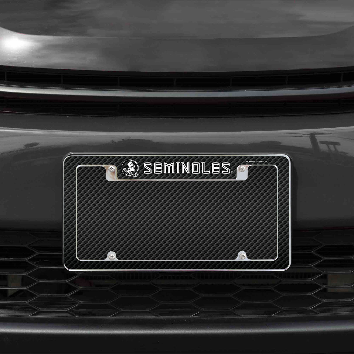 Rico Industries NCAA Florida State Seminoles Black 12" x 6" Chrome License Plate Frame-1