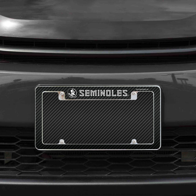 Rico Industries NCAA Florida State Seminoles Black 12" x 6" Chrome License Plate Frame-1