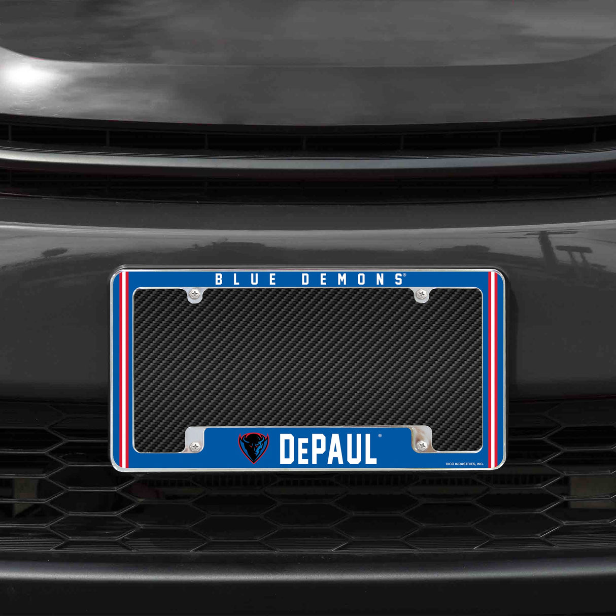 Rico Industries NCAA DePaul Blue Demons 12" x 6" Chrome License Plate Frame-1
