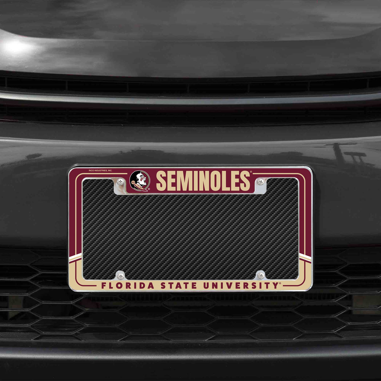 Rico Industries NCAA Florida State Seminoles Two-Tone 12" x 6" Chrome License Plate Frame-1