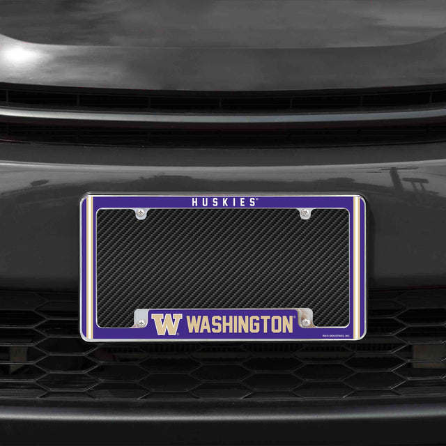 Rico Industries NCAA Washington Huskies Classic 12" x 6" Chrome License Plate Frame-1