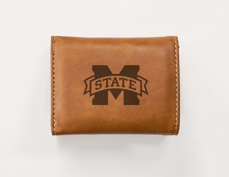 Rico Industries NCAA Mississippi State Bulldogs  Laser Engraved Faux Leather Trifold Wallet-1