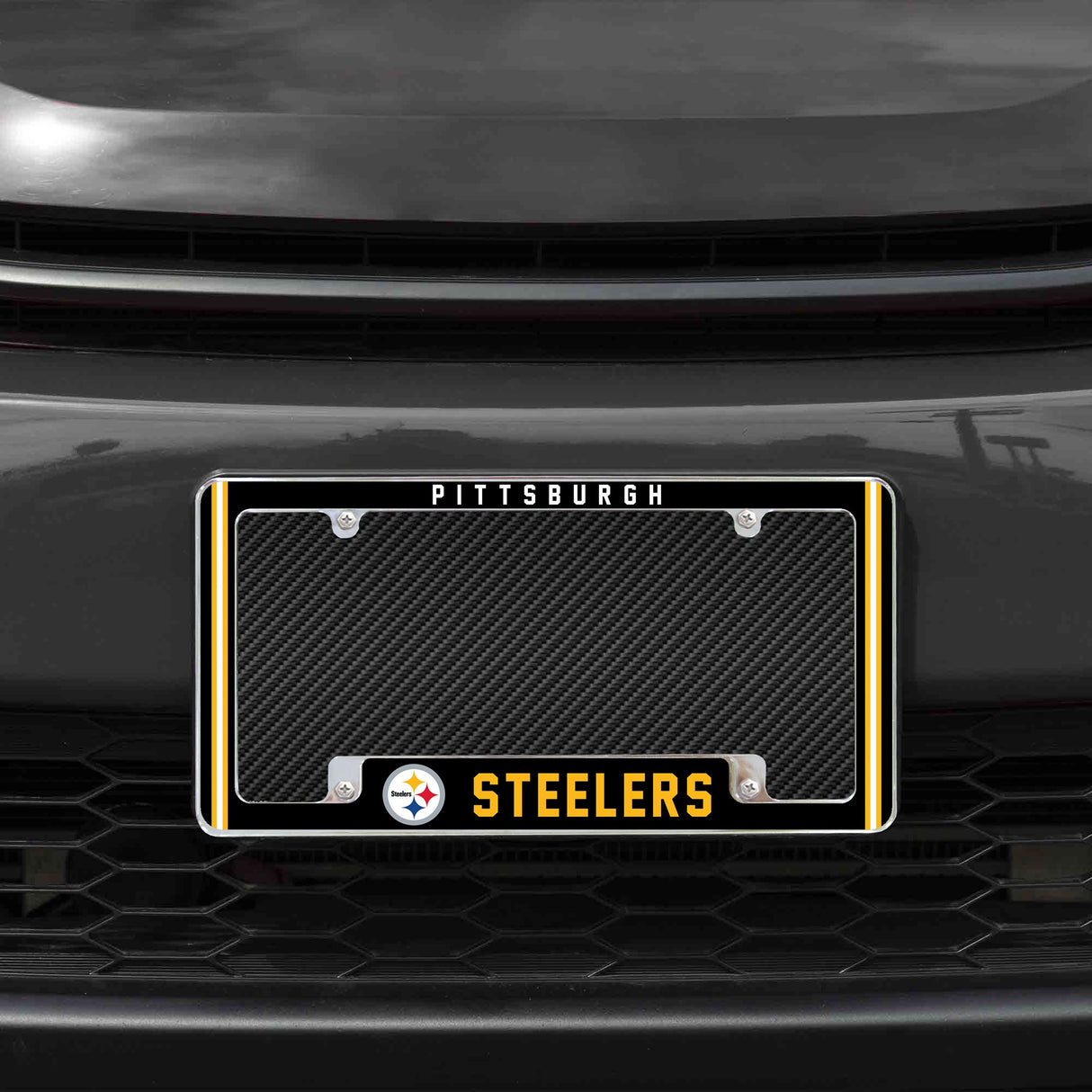 Rico Industries NFL  Pittsburgh Steelers Classic 12" x 6" Chrome License Plate Frame-1