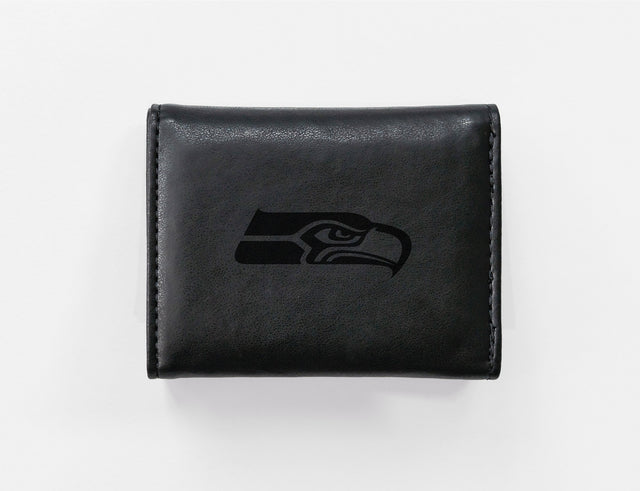 Rico Industries NFL  Seattle Seahawks  Laser Engraved Faux Leather Trifold Wallet-1
