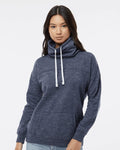 J-America Women's Melange Fleece Cowl Neck