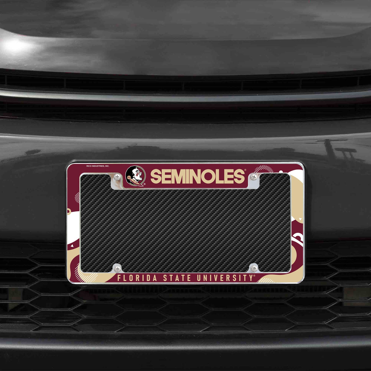 Rico Industries NCAA Florida State Seminoles Wave 12" x 6" Chrome License Plate Frame-1