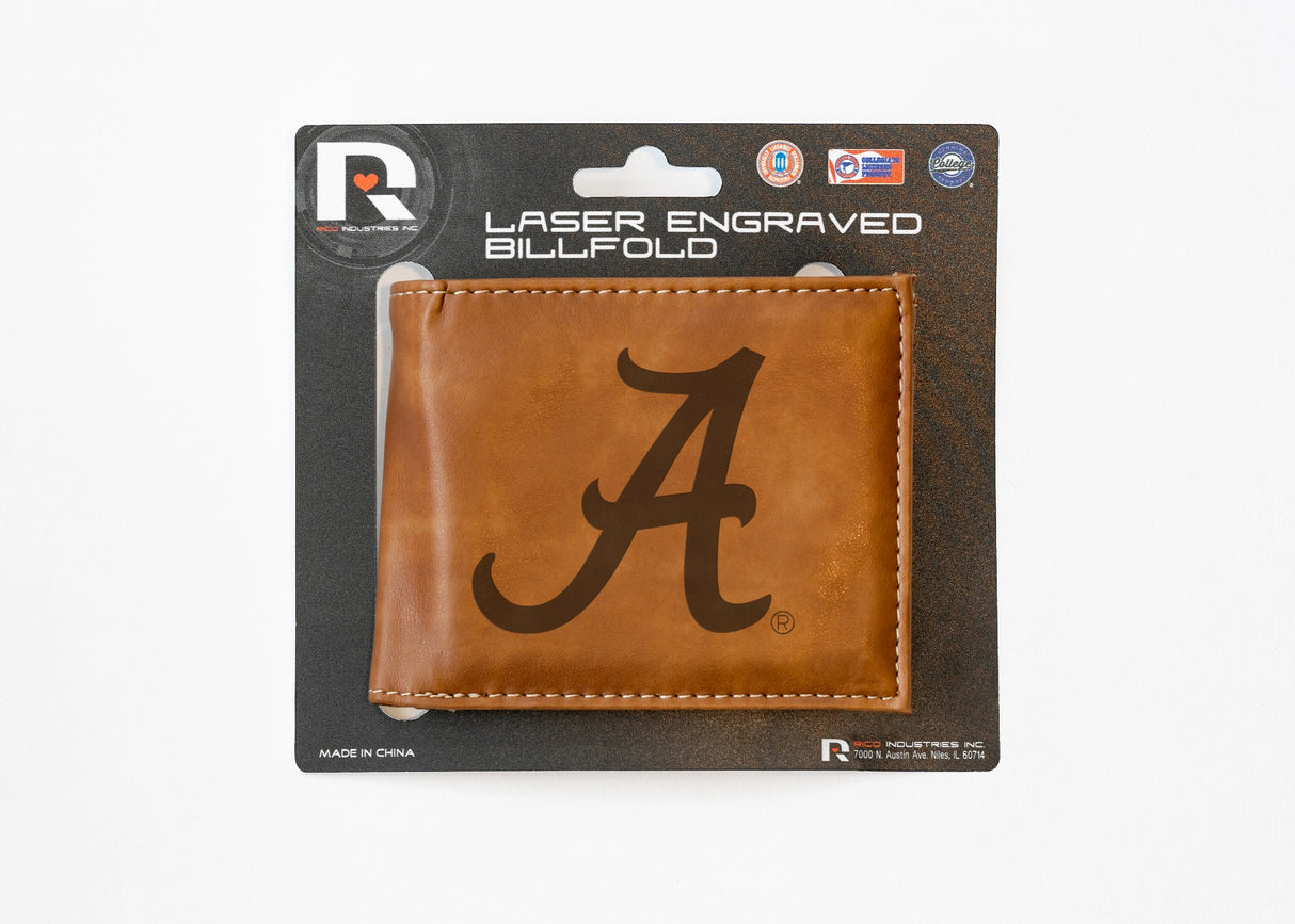 Rico Industries NCAA Alabama Crimson Tide  Laser Engraved Billfold Wallet-3