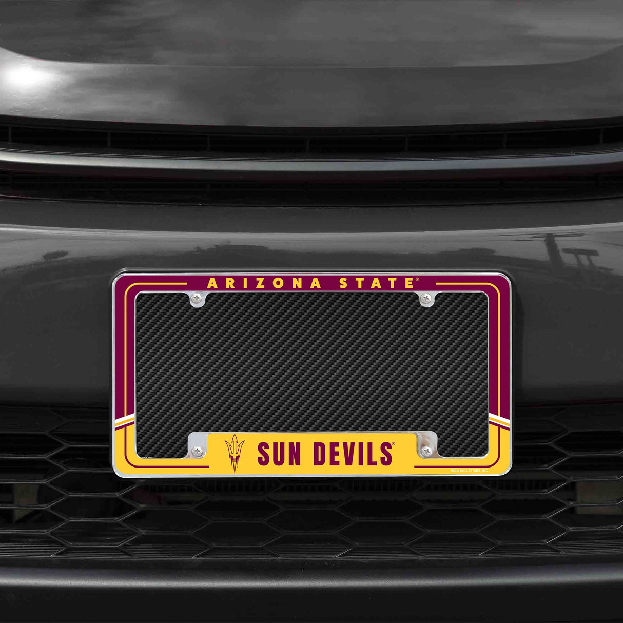 Rico Industries NCAA Arizona State Sun Devils - ASU Two-Tone 12" x 6" Chrome License Plate Frame-1