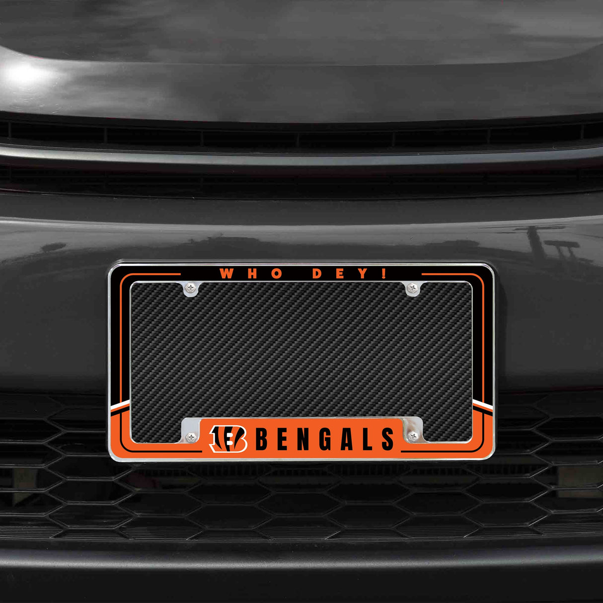 Rico Industries NFL  Cincinnati Bengals Two-Tone 12" x 6" Chrome License Plate Frame-1