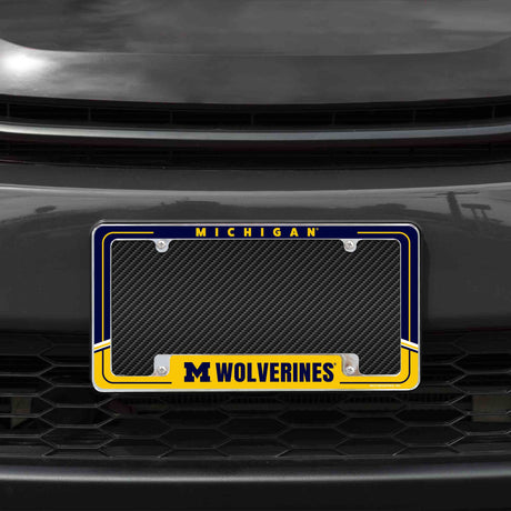 Rico Industries NCAA Michigan Wolverines Two-Tone 12" x 6" Chrome License Plate Frame-1