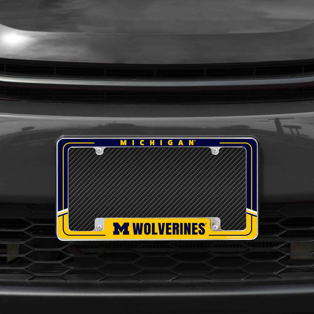 Rico Industries NCAA Michigan Wolverines Two-Tone 12" x 6" Chrome License Plate Frame-1
