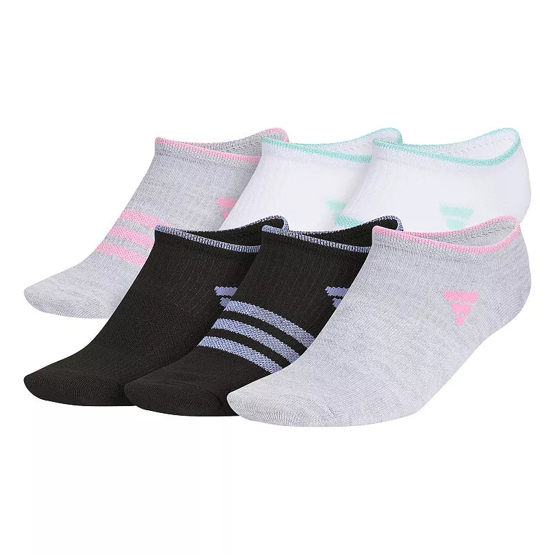 adidas Girl's Superlite 3.0 6-Pack No Show Socks