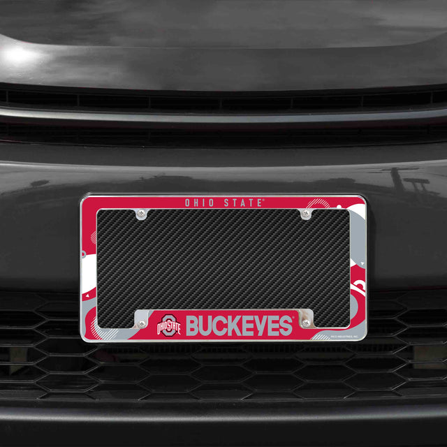 Rico Industries NCAA Ohio State Buckeyes Wave 12" x 6" Chrome License Plate Frame-1