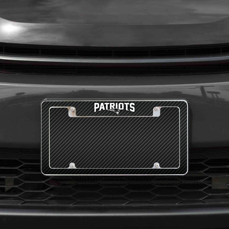 Rico Industries NFL  New England Patriots Black 12" x 6" Chrome License Plate Frame-1