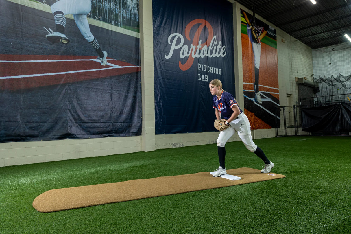 Portolite Baseball Ultimate Spiked Softball Practice Mat No Lines-1