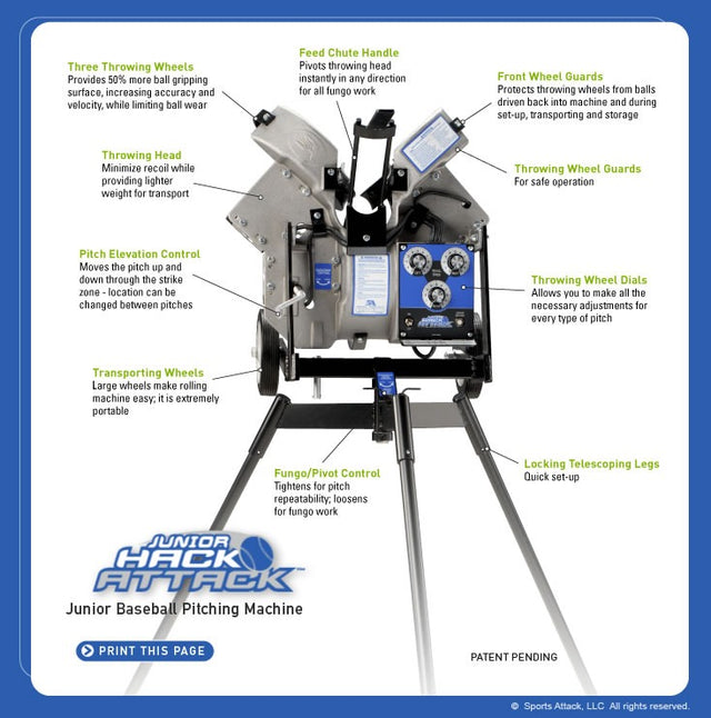 Trigon Sports Baseball Jr. Hack Attack Pithcing Machine