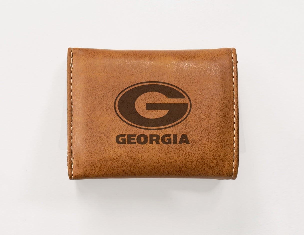 Rico Industries NCAA Georgia Bulldogs  Laser Engraved Faux Leather Trifold Wallet-1