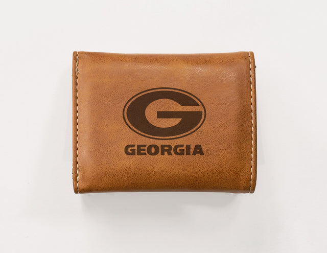 Rico Industries NCAA Georgia Bulldogs  Laser Engraved Faux Leather Trifold Wallet-1